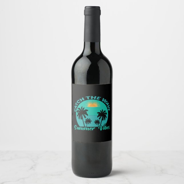 Rótulo De Garrafa De Cerveja Pegue a Onda Vibrações de Verão (Frente)