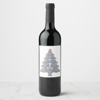 Rótulo De Garrafa De Cerveja Peixe-boi Festivo Árvore de Natal com Oceano Mágic