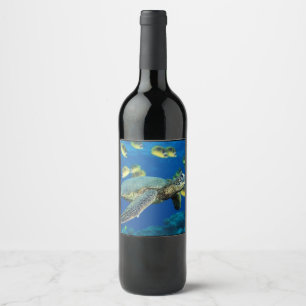 Rótulo De Garrafa De Cerveja Pela tartaruga de mar