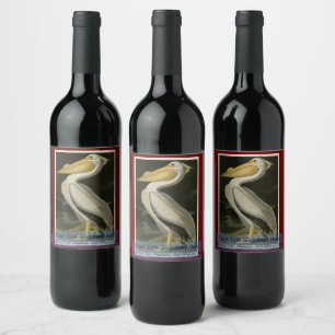 Rótulo De Garrafa De Cerveja Pelicano Branco Americano, Aves da América de Aud