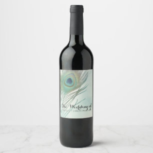 Rótulo De Garrafa De Cerveja Pena de Pavão Boho Chic Aquarela Vinho Personaliza