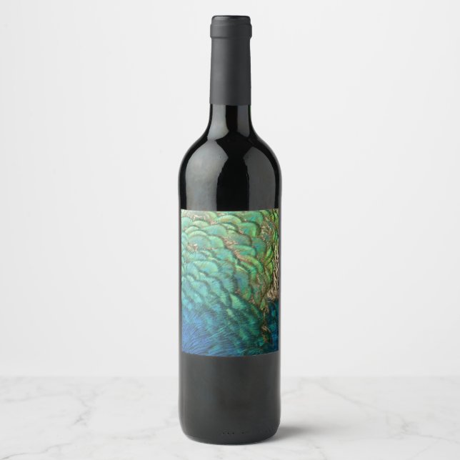 Rótulo De Garrafa De Cerveja Penas de Peacock I Abstrato (Frente)