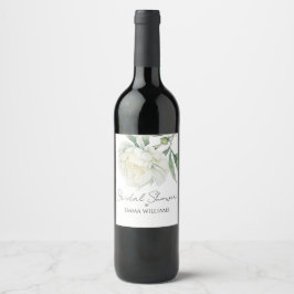 Rótulo De Garrafa De Cerveja Peônia em Aquarela Flor | Chá de Noiva