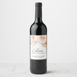 Rótulo De Garrafa De Cerveja Pêonias Esmagadas Pobras Românticas Casamento Flor