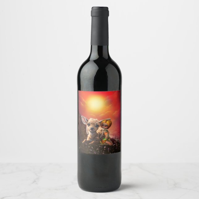 Rótulo De Garrafa De Cerveja Pequena fada e a fada fofa. (Frente)