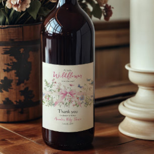 Rótulo De Garrafa De Cerveja Pequena Flor Silvestre Floral Menina Laço Rosa Chã