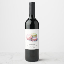 Rótulo De Garrafa De Cerveja Pequeno Falso Bolo de Macarons Franceses de Aquare