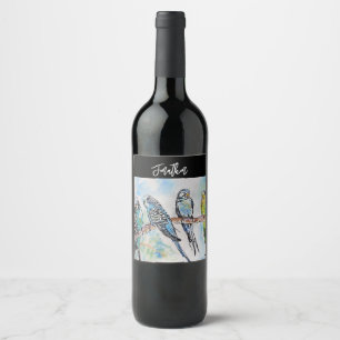 Rótulo De Garrafa De Cerveja Periquito Australiano Ave Aquarela Homens Aves