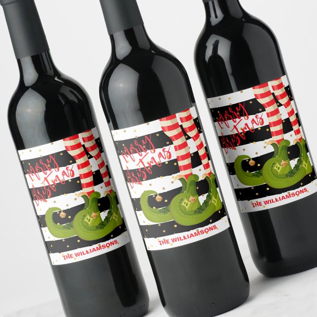 Rótulo De Garrafa De Cerveja Pernas de Elfo Caprichoso Natal (Criador carregado)