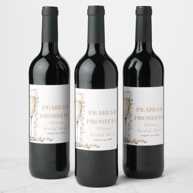 Rótulo De Garrafa De Cerveja Pérolas Douradas Elegantes e Chá de panela Prosecc (Garrafas)