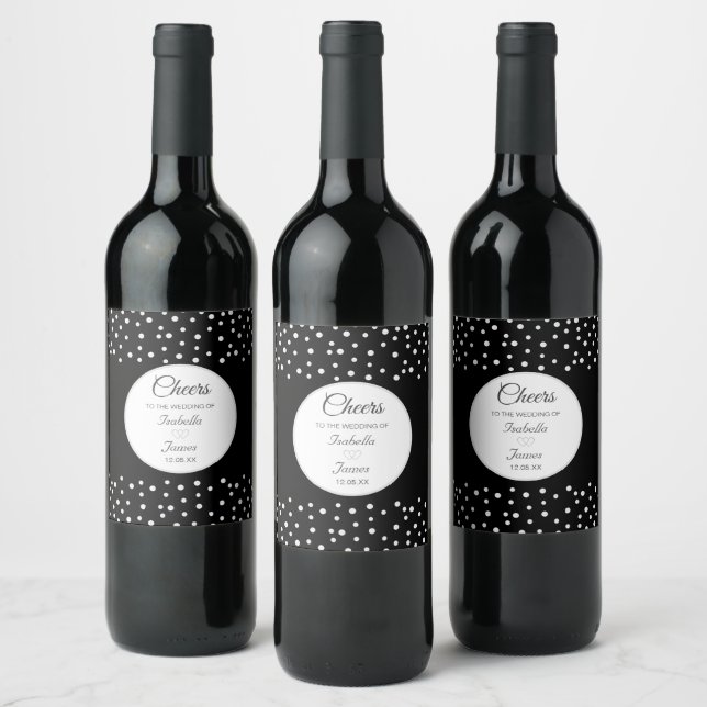 Rótulo De Garrafa De Cerveja Pérolas Elegantes em Casamento Preto e Branco (Garrafas)