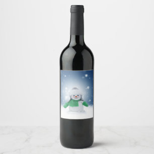 Rótulo De Garrafa De Cerveja Personagem adorável de boneco de neve de Natal do
