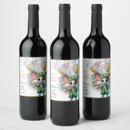 Rótulo De Garrafa De Cerveja Personalização do estilo Mardi Gras do Mouse Mágic