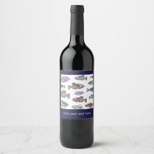 Rótulo De Garrafa De Cerveja Personalização gráfica de peixe colorido