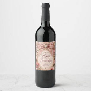 Rótulo De Garrafa De Cerveja Personalizado Arco de Florais de Aniversário Român