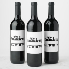 Rótulo De Garrafa De Cerveja Personalizar Monograma de Frame Dividido de Vinho