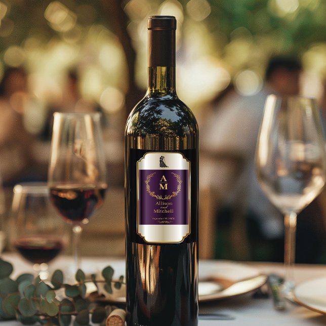 Rótulo De Garrafa De Cerveja Personalizar Vinho de Recepção Romântico Elegante (Criador carregado)