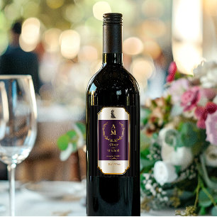 Rótulo De Garrafa De Cerveja Personalizar Vinho de Recepção Romântico Elegante