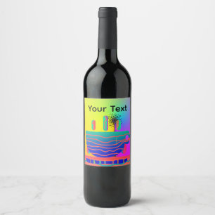 Rótulo De Garrafa De Cerveja Personalize Copo de Café Rainbow Geo