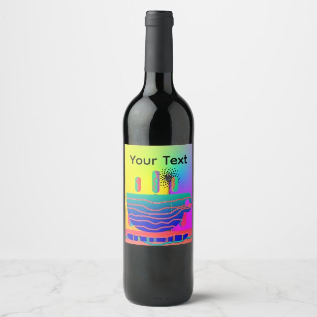 Rótulo De Garrafa De Cerveja Personalize Copo de Café Rainbow Geo (Frente)