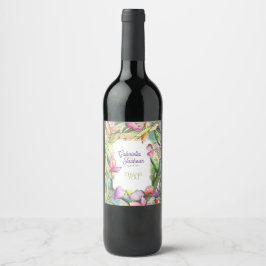 Rótulo De Garrafa De Cerveja Personalize Floral em Aquarela Contornada