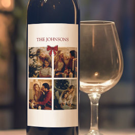 Rótulo De Garrafa De Cerveja Personalized Family Christmas Photos Wine Label