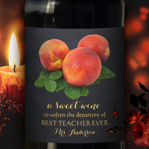 Rótulo De Garrafa De Cerveja Personalized Peaches Sweet Teacher Wine Label