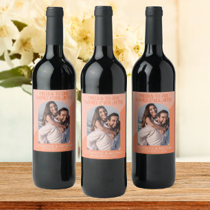 Rótulo De Garrafa De Cerveja Pêssego Arch e Casamento Laranja da Retro Geométri