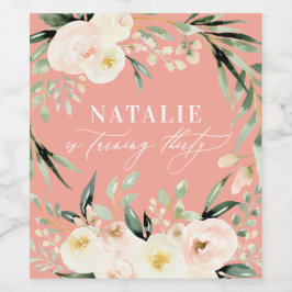 Rótulo De Garrafa De Cerveja Pessegueiro do aniversário de 30 anos floral de aq