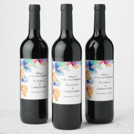 Rótulo De Garrafa De Cerveja Pessoal Casamento de Aquarela Floral Brilhante 