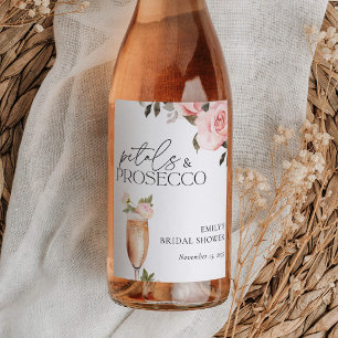 Rótulo De Garrafa De Cerveja Pétalas & Prosecco Chuveiro de Noiva Floral