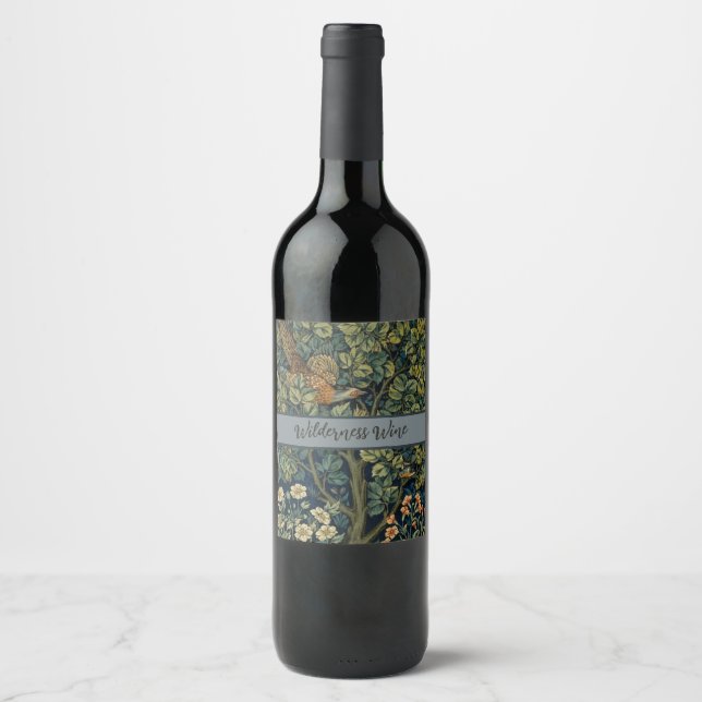 Rótulo De Garrafa De Cerveja Pheasant Pássaro Árvore Floresta William Morris (Frente)