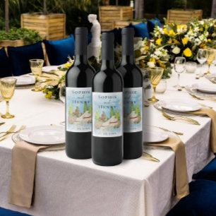 Rótulo De Garrafa De Cerveja Piano Elegante Pombos de flores violino, luxo de