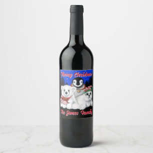 Rótulo De Garrafa De Cerveja Pinguim de Natal - foca polar de bebê personalizad