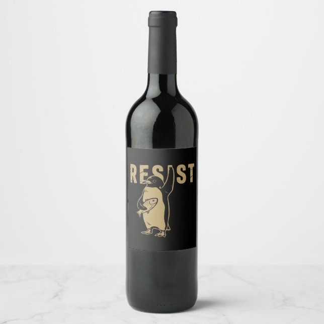 Rótulo De Garrafa De Cerveja Pinguim Resistir Pinguins Protestam Contra Tarifas (Frente)