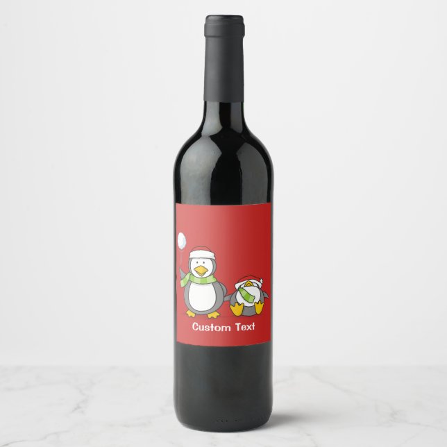 Rótulo De Garrafa De Cerveja Pinguins de neve de Natal (Frente)