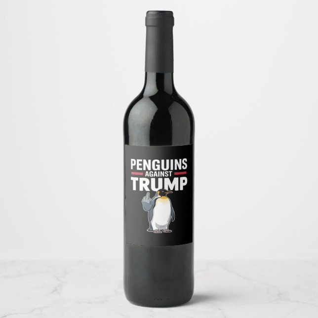 Rótulo De Garrafa De Cerveja Pinguins Resistentes Contra Trump com Nadadeiras L (Frente)