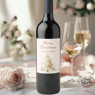 Rótulo De Garrafa De Cerveja Pinheiro, neve beige Festa de Natal