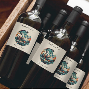Rótulo De Garrafa De Cerveja Pinheiros e picos nórdicos, personalizados