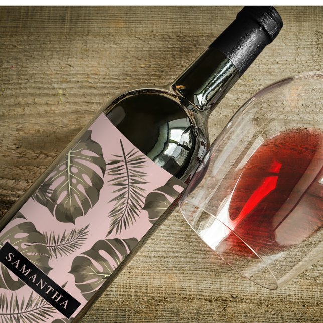 Rótulo De Garrafa De Cerveja Pink Tropical e Palm Dourado deixa padrão e nome (Criador carregado)