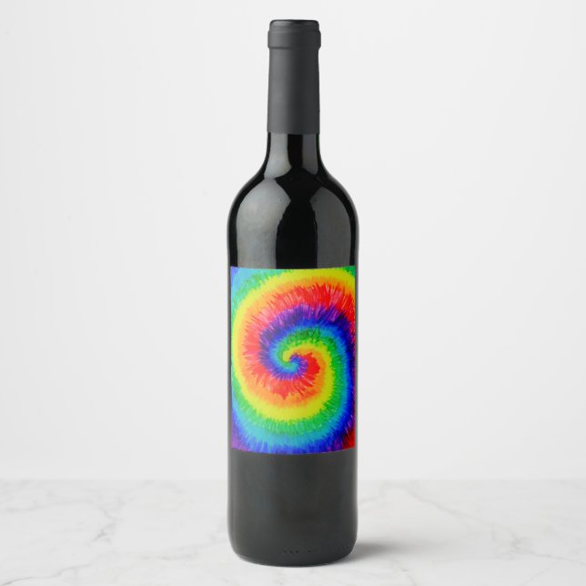 Rótulo De Garrafa De Cerveja Pintura a Álcool Rainbow Tie-Dye (Frente)