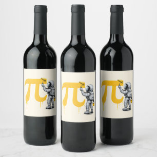 Rótulo De Garrafa De Cerveja Pintura de astronauta legal símbolo Pi Dia do Pi