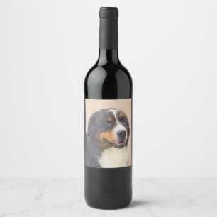 Rótulo De Garrafa De Cerveja Pintura De Cão Da Montanha Bernese - Arte Origina