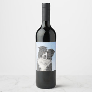 Rótulo De Garrafa De Cerveja Pintura de Collie de Borda - Arte de Cachorro Orig