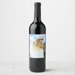 Rótulo De Garrafa De Cerveja Pintura de Collie em Montanhas (Rough) - Arte Cani