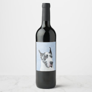 Rótulo De Garrafa De Cerveja Pintura de Great Dane (Harlequin) - Arte de Cão O