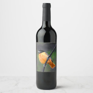 Rótulo De Garrafa De Cerveja Pintura de Oriole - Arte de Pássaro Original