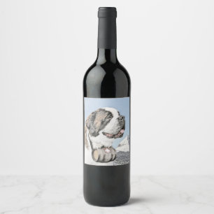 Rótulo De Garrafa De Cerveja Pintura de St Bernard - arte original bonito do