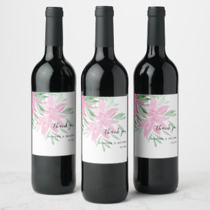 Rótulo De Garrafa De Cerveja Pintura em aquarela floral rosa original feita à m