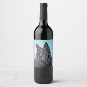 Rótulo De Garrafa De Cerveja Pintura em Sheepdog Belga - Arte Cachorro Original